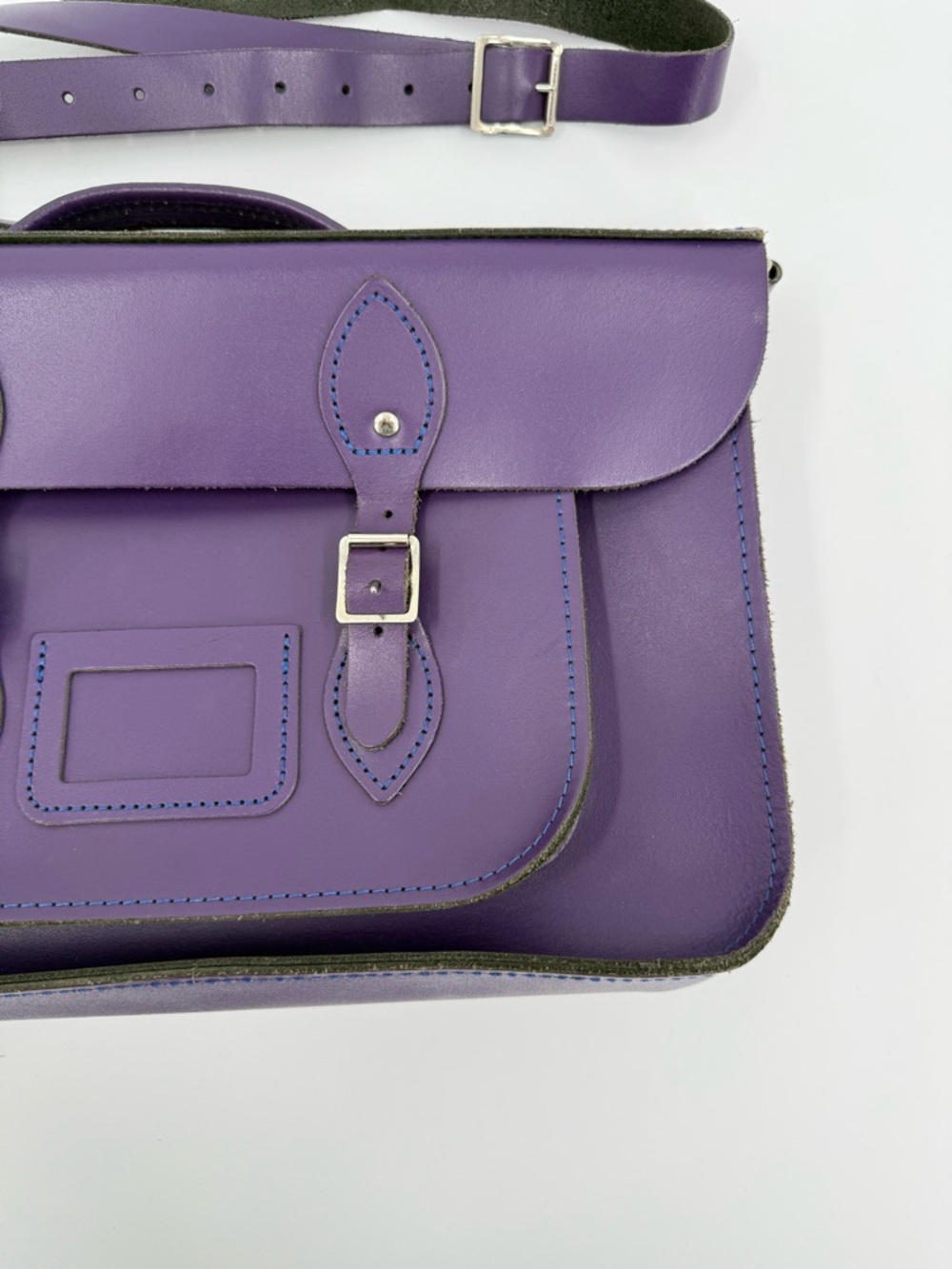 Bohemia Leather Satchel Bag in Purple 14”x10”x4” - Picture 4 of 13